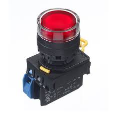 Nút nhấn Idec nhả phẳng có đèn, Ø22, 24V AC/DC, , 1NO, nhấn giữ, màu đỏ, YW1L-AF2E10Q4R